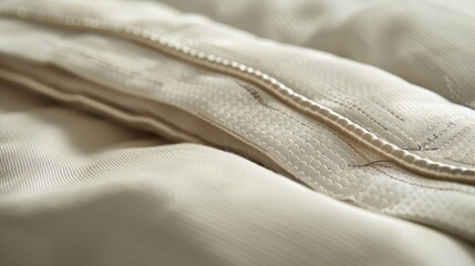 Detailed shot of the edges and stitching of the sheets demonstrating the quality and comfort of the bamboo material