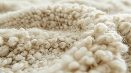 Coiled and Curled A closeup detail shot of the rugs woolen fibers delicately curled and twisted together adding depth and dimension to the fluffy texture