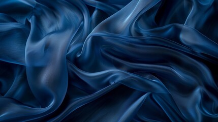 Fototapeta premium The smooth and silky surface of a deep blue silk chiffon perfect for a luxurious evening gown