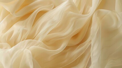 Soft translucent layers of beige silk chiffon create a subtle and ethereal texture