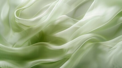A closeup of pale green silk chiffon shows the lightcatching sheen and airy texture of the fabric