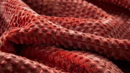 The warm velvety feel of a rustic red throw featuring tiny raised dots that add dimension to the already cozy texture