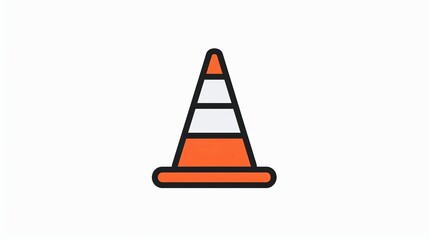 Outline illustration of road traffic cone icon vector symbol
