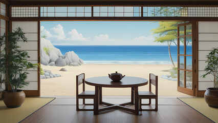 Fototapeta premium View from Balcony on Thai Island: Sun, Sea, and Beaches