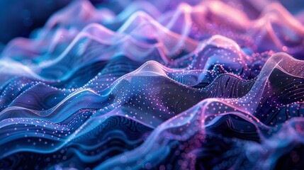 An abstract texture of intersecting wave patterns bathed in a luminous aura evoking the feeling of being underwater and surrounded by bioluminescent creatures