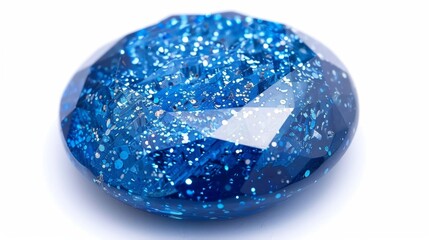Shimmering Sapphire A rich blue gem with a smooth glossy texture that shines like the ocean on a sunny day speckled with tiny glittering flecks