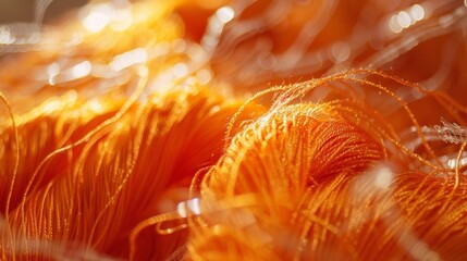 Fluorescent orange yarn woven tightly with luminescent strands of white emitting a warm comforting glow
