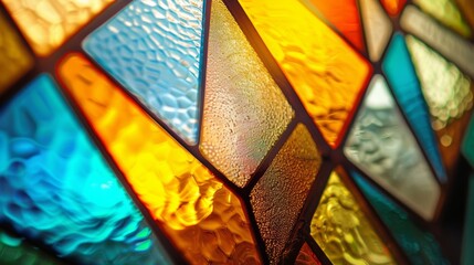 Delicate lines intersect to form an otherworldly geometric design in this stunning closeup of stained glass