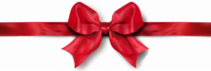 Beautiful red bow with red ribbon isolated on white background for page decor