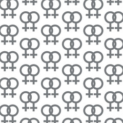Vector seamless pattern with gender female symbols grey icon on a white background. LGBT flag, LGBT Pride Month, LGBT Pride. Female symbols icon logo design