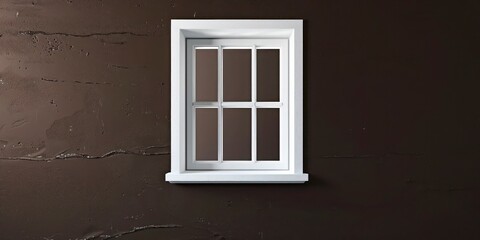 Fototapeta premium Empty Dark Brown Painted Wall with White Window, llustration for cover, card, postcard, interior design, banner, poster, brochure or presentation - AI Generated