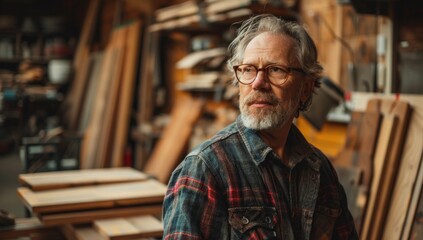 Frame a candid moment of the woodworker lost in thought, a fleeting glimpse into the passion and dedication that drives their creative process.