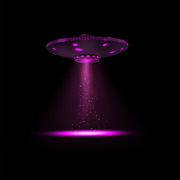 UFO vector illustration with glowing lights