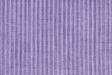 Ridge texture background of velour corduroy purple cloth. Large ribbed, coarse weaving velveteen, striped upholstery texture fabric, furniture textile material, design, decor