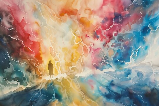 Christian Watercolor Illustration Depicting the Biblical Creation Story