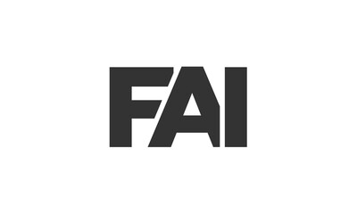 FAI logo design template with strong and modern bold text. Initial based vector logotype featuring simple and minimal typography. Trendy company identity.