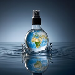 Eco-Friendly Concept: Earth in Water Spray Bottle