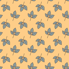 Hand drawn floral pattern vector design. Simple ornament with plant and leaf.