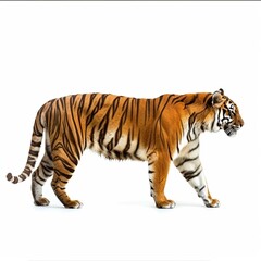 full body side view photo of a red tiger on white background 