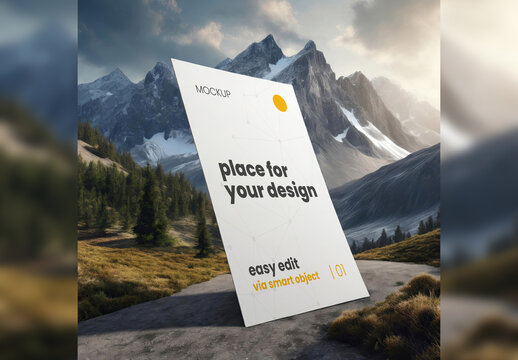 Poster Frame Mockup Stand with Nature Background 07 Generative Ai