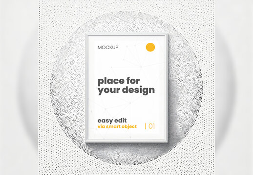 Poster Frame Mockup Pointillism Dots Art Style 09 Generative Ai