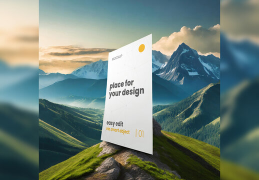 Poster Frame Mockup Stand with Nature Background 03 Generative Ai