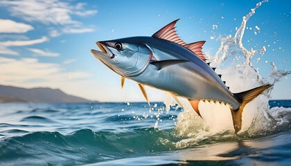 Fototapeta premium Bluefin Tuna Jumping Out of Water