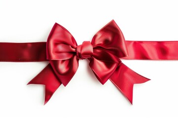 Fototapeta premium Red bow and ribbon for decorate your wedding invitation card or greeting card