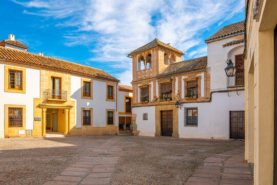 The historic Plaza de Maim&oacute;nides, or Maimonides Square, in the center of the Jewish Quarter in the Andalusian city of C&oacute;rdoba, Spain.
