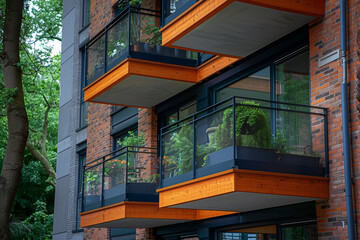 Obraz premium Balconies in modern apartment building.