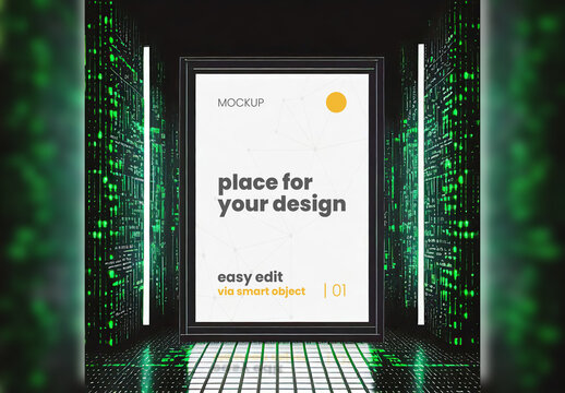 Poster Frame Mockup matrix style 02 Generative Ai