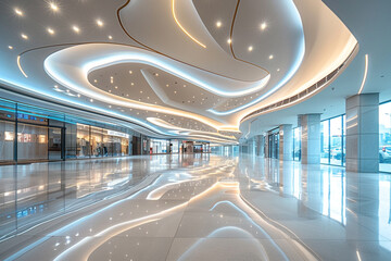 Bright and modern ceiling Modern Building, Abstract Architecture, curve detail and modern facade.