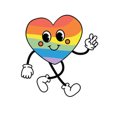 Vector groovy lgbtq flag heart isolated on white background