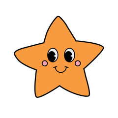 Vector groovy cartoon retro star isolated on white background