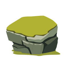 Moss rock vector illustration, mossy rock image, lichen rock stone, natural landscape design elements