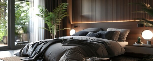 Luxurious Antique Royal Bed Room Interior, BLue, Brown, Grey, Black - AI Generated