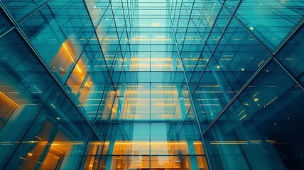 Glass facade of a modern office building.