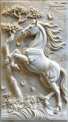 Beautiful animal 3d relief wallpaper. Mural wallpaper. AI generated illustration