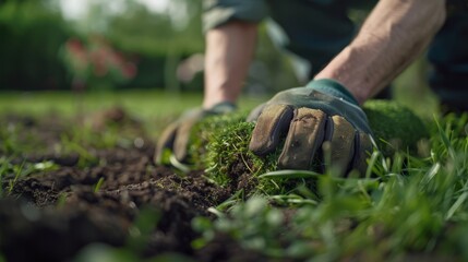 Obraz premium A hands of a man with work gloves