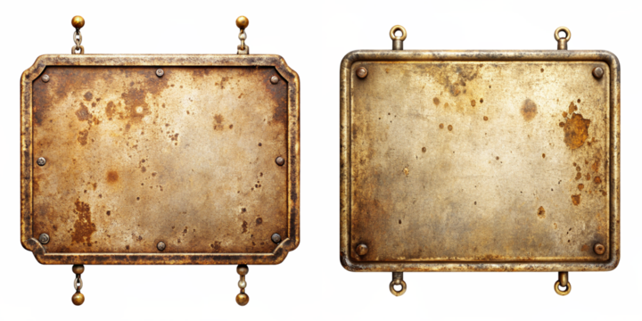 Vintage and grunge old metal sign highly detailed isolated on transparent background PNG file