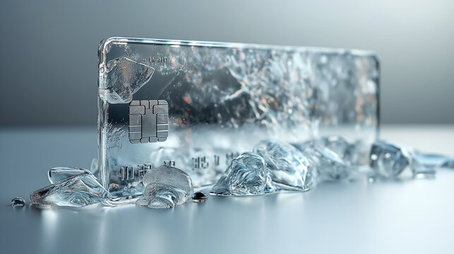 Glass credit card with ice