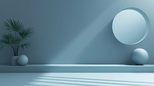 Empty Blue Room Monotone Abstract Art Display Gallery Background, Display Wall Abstraction, Minimalist Artwork Wallpaper, Modern Design Backdrop Texture