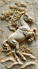 Beautiful animal 3d relief wallpaper. Mural wallpaper. AI generated illustration