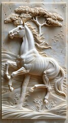 Beautiful animal 3d relief wallpaper. Mural wallpaper. AI generated illustration