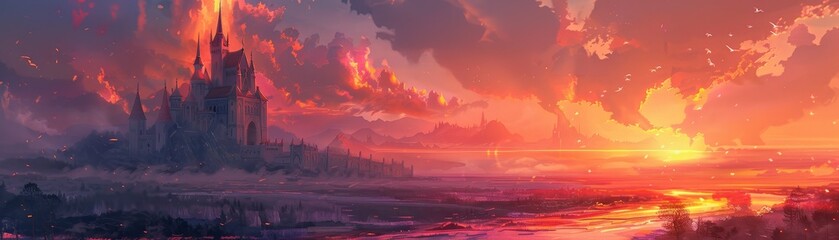 Fototapeta premium castle in the sunset