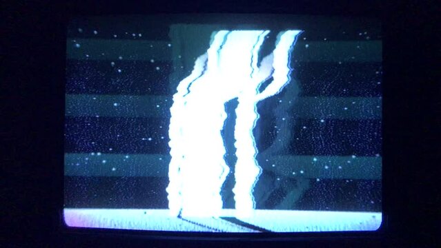 tv white noise static flicker abstract background detuned analog old screen retro television VHS grunge glitch wave effect bad signal grain distortion broadcast reception interference loop template	