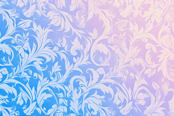 Floral pattern in pastel colors with a gradient background from blue to pink