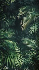 Beautiful nature background of vertical garden with tropical green leaf. Mural wallpaper. AI generated illustration
