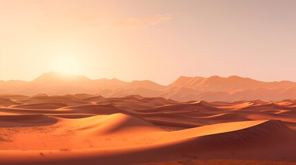 Desert panorama. Sunrise over the desert. 3d render