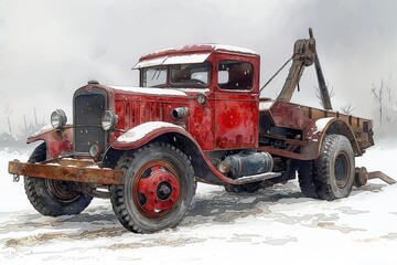 Classic Red Tow Truck